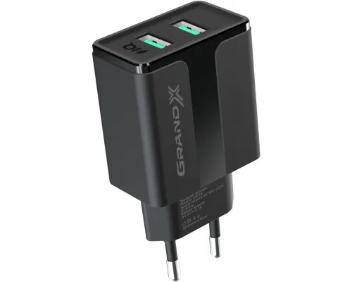 Зарядний пристрій Grand-X 5V 2,4A USB Black (CH-15B)