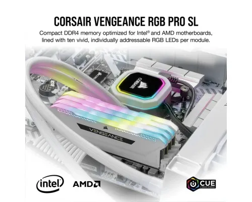 Модуль памяти для компьютера DDR4 16GB (2x8GGB) 3600 MHz Vengeance RGB Pro SL White Corsair (CMH16GX4M2D3600C18W)