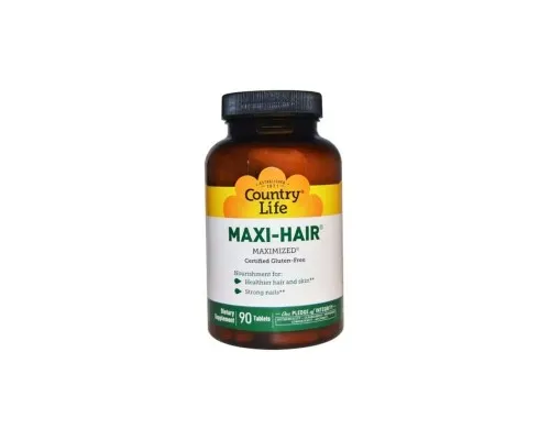 Вітамінно-мінеральний комплекс Country Life Комплекс для Роста і Укріплення Волос, Maxi-Hair, 90 Таблет (CLF-05029)