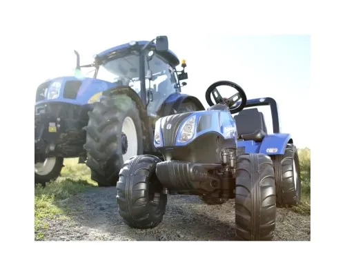 Веломобіль Falk New Holland трактор на педалях з причепом Синій (3090B)