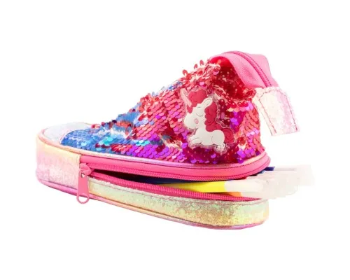 Пенал Cool For School у формі кеда з паєтками 2 відділення Рожевий (5987-pink)