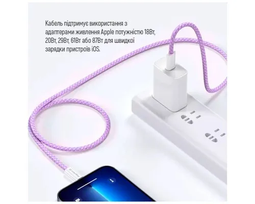 Дата кабель USB-C to Lightning 1.0m 27W purple ColorWay (CW-CBPDCL061-PU)