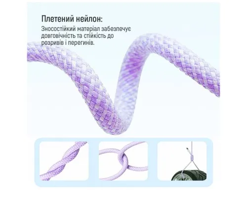 Дата кабель USB-C to Lightning 1.0m 27W purple ColorWay (CW-CBPDCL061-PU)