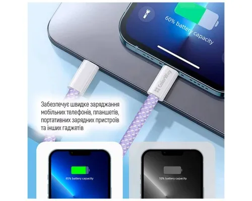 Дата кабель USB-C to Lightning 1.0m 27W purple ColorWay (CW-CBPDCL061-PU)