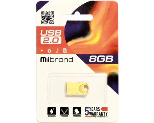 USB флеш накопитель Mibrand 8GB Hawk Gold USB 2.0 (MI2.0/HA8M1G)