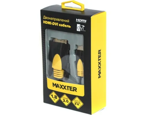 Кабель мультимедійний HDMI to DVI 1.8m 2-side V1.3 19-pin Maxxter (CCBP-HDMI-DVI-1.8)