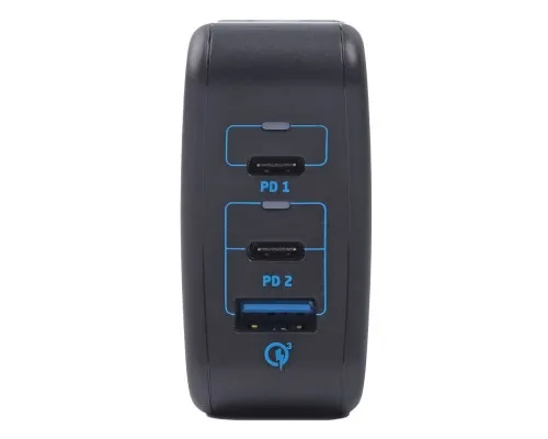 Зарядний пристрій Maxxter 1USB-A + 2USB-C (PD 65W+PD 18W + QC 3.0) (WC-PD65W-01)