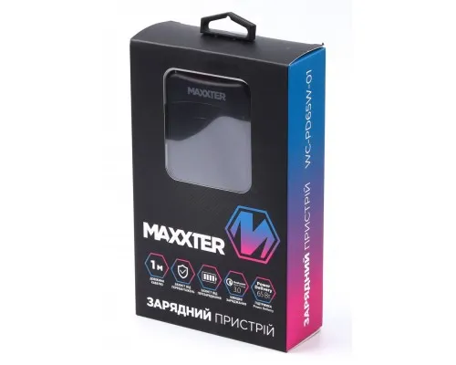 Зарядний пристрій Maxxter 1USB-A + 2USB-C (PD 65W+PD 18W + QC 3.0) (WC-PD65W-01)