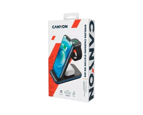 Зарядний пристрій Canyon WS- 304 Foldable 3in1 Wireless charger (CNS-WCS304B)