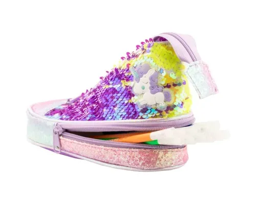 Пенал Cool For School у формі кеда з паєтками 2 відділення Фіолетовий (5987-purple)