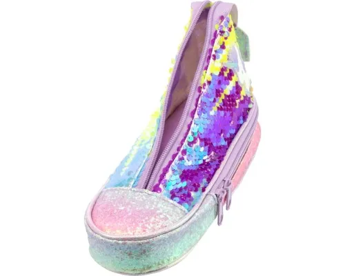 Пенал Cool For School у формі кеда з паєтками 2 відділення Фіолетовий (5987-purple)