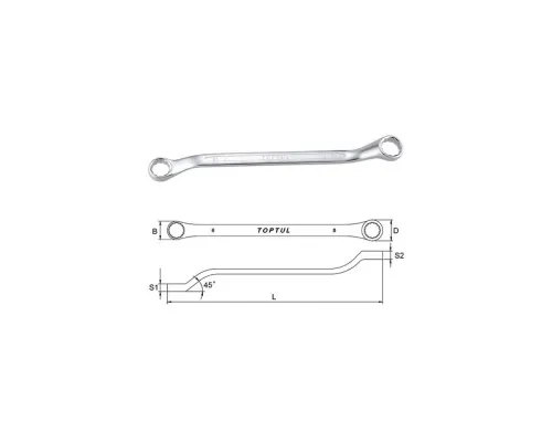 Ключ Toptul накидний 8х10 мм (кут 45 °) (AAEH0810)