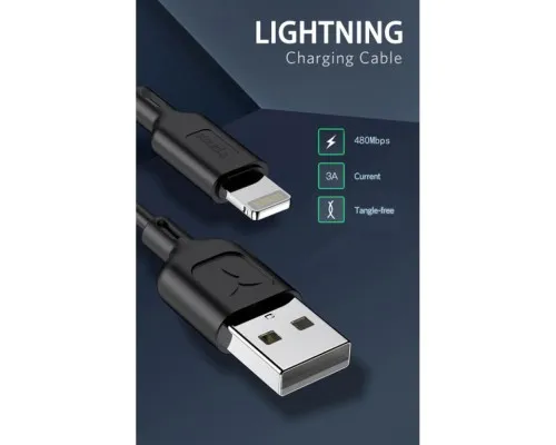 Дата кабель USB 2.0 AM to Lightning 1.0m Fast T-L829 Black T-Phox (T-L829 Black)