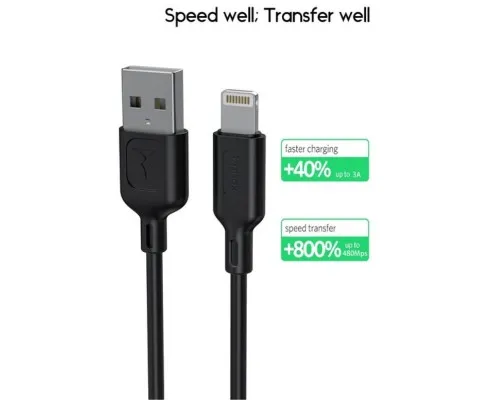 Дата кабель USB 2.0 AM to Lightning 1.0m Fast T-L829 Black T-Phox (T-L829 Black)