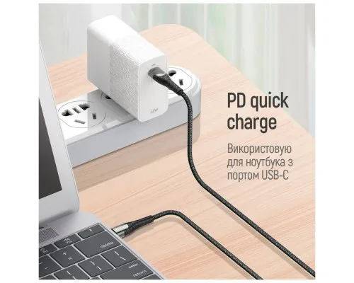 Дата кабель USB Type-C to Type-C 2.0m PD Fast Charging 65W 3A grey ColorWay (CW-CBPDCC039-GR)
