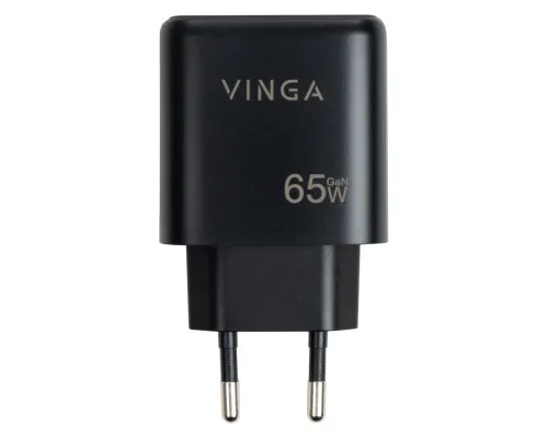 Зарядний пристрій Vinga GaN 65W PD+QC 2C1A ports Wall Charger (VCPCHCCA65B)