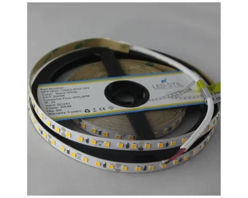 Світлодіодна стрічка LED-STIL 4000K 6 Вт/м 2835 128 діодів IP33 24 Вольта 900 lm нейтральне світло (DFP2835-128A4-IP33-24V)