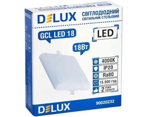Світильник Delux LED 18_4000К 18Вт 230В SQUARE (90020232)