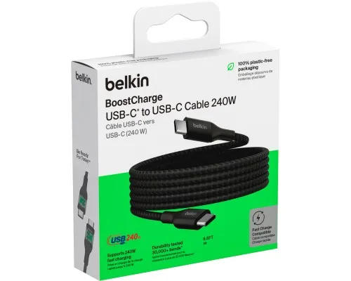 Дата кабель USB-C to USB-C 1.0m 240W Black Belkin (CAB015BT1MBK)