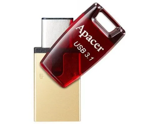 USB флеш накопитель Apacer 64GB AH180 Red Type-C Dual USB 3.1 (AP64GAH180R-1)