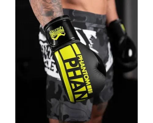 Боксерские перчатки Phantom Apex Elastic Neon Black/Yellow 16 унцій (PHBG2300-16)