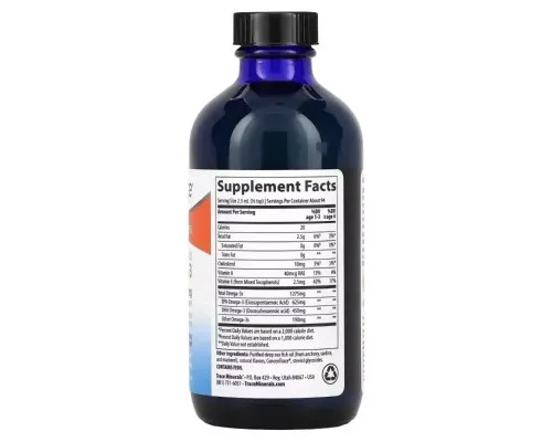 Жирные кислоты Trace Minerals Омега-3 для детей, 1275 мг, вкус апельсина, Children's Liquid Omega-3, (TMR-00811)