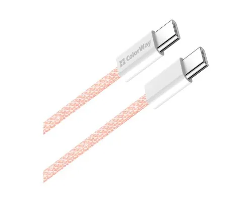 Дата кабель USB-C to USB-C 1.0m 60W 3.0А pink ColorWay (CW-CBPDCC061-P)