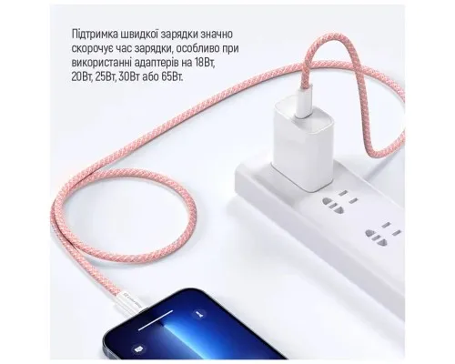 Дата кабель USB-C to USB-C 1.0m 60W 3.0А pink ColorWay (CW-CBPDCC061-P)