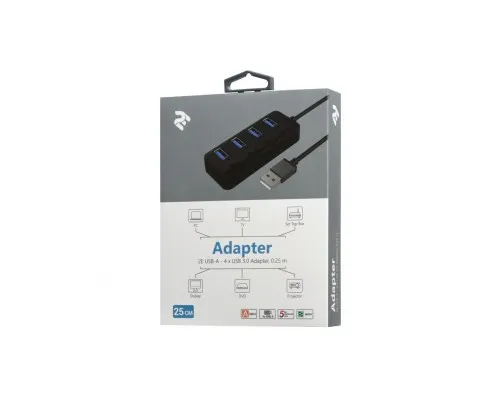 Концентратор 2E USB 2.0 to 4*USB3.0, with switch, 0.25 м (2E-W1405)