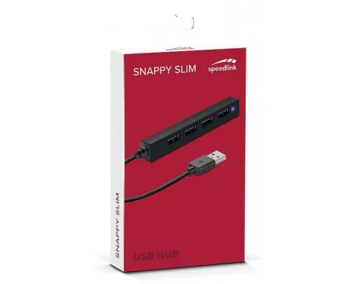 Концентратор Speedlink SNAPPY SLIM USB Hub, 4-Port, USB 2.0, Passive, Black (SL-140000-BK)