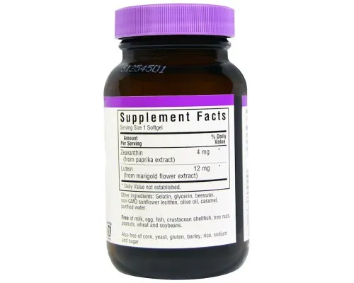Антиоксидант Bluebonnet Nutrition Зеаксантин плюс лютеин, 60 мягких желатиновых капсул (BLB-00859)