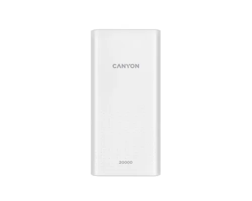 Батарея универсальная Canyon 20000mAh, Input 5V/2A, Output 5V/2.1A(Max), White (CNE-CPB2001W)