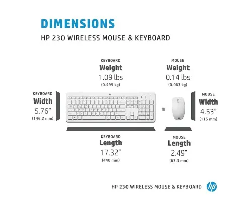 Комплект HP 230 Wireless UA White (3L1F0AA)