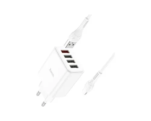 Зарядное устройство HOCO C102A Fuerza QC3.0 four-port charger set(iP) White (6931474777720)