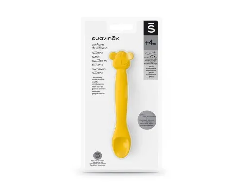 Набір дитячого посуду Suavinex Ложка силіконова, жовта мавпа (401353)