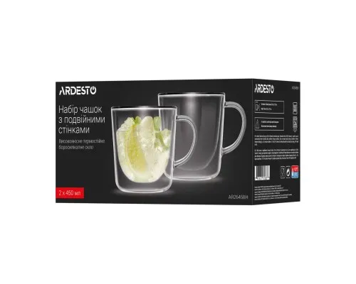 Набір чашок Ardesto BH 450 мл 2 шт прозорий (AR2645BH)