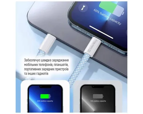 Дата кабель USB-C to USB-C 1.0m 60W 3.0А blue ColorWay (CW-CBPDCC061-BL)