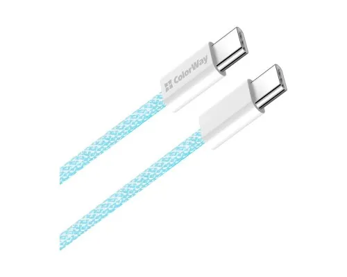 Дата кабель USB-C to USB-C 1.0m 60W 3.0А blue ColorWay (CW-CBPDCC061-BL)