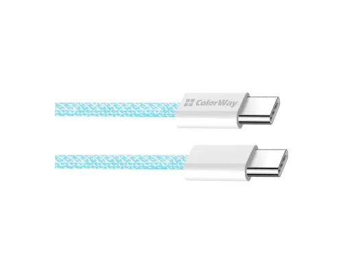 Дата кабель USB-C to USB-C 1.0m 60W 3.0А blue ColorWay (CW-CBPDCC061-BL)