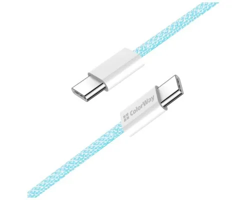 Дата кабель USB-C to USB-C 1.0m 60W 3.0А blue ColorWay (CW-CBPDCC061-BL)