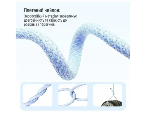 Дата кабель USB-C to USB-C 1.0m 60W 3.0А blue ColorWay (CW-CBPDCC061-BL)