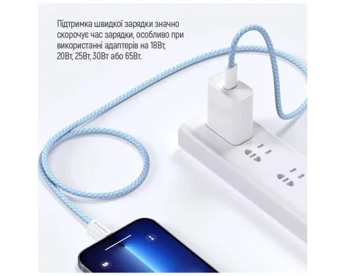Дата кабель USB-C to USB-C 1.0m 60W 3.0А blue ColorWay (CW-CBPDCC061-BL)