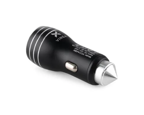 Зарядное устройство Vinga Dual USB Car Charger aluminium 15.5W Max (VCCAABK)