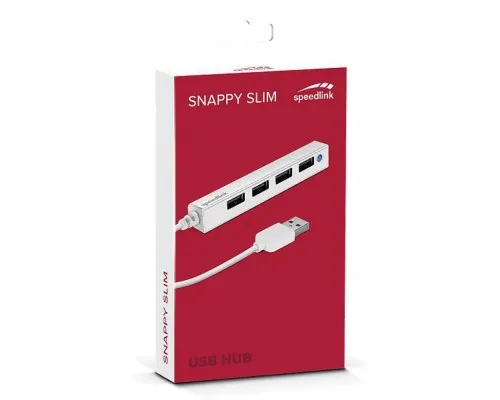 Концентратор Speedlink SNAPPY SLIM USB Hub, 4-Port, USB 2.0, Passive, White (SL-140000-WE)