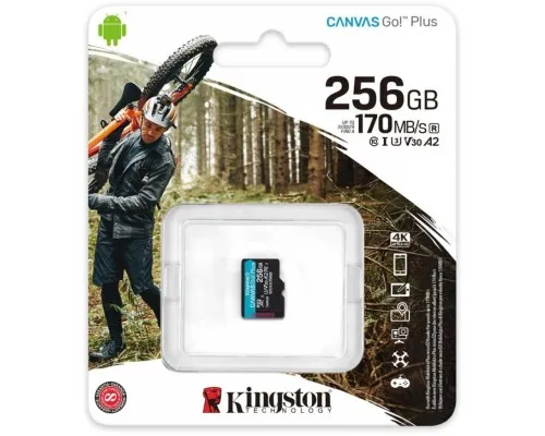 Карта памяті Kingston 256GB microSDXC class 10 A2 U3 V30 Canvas Go Plus (SDCG3/256GBSP)