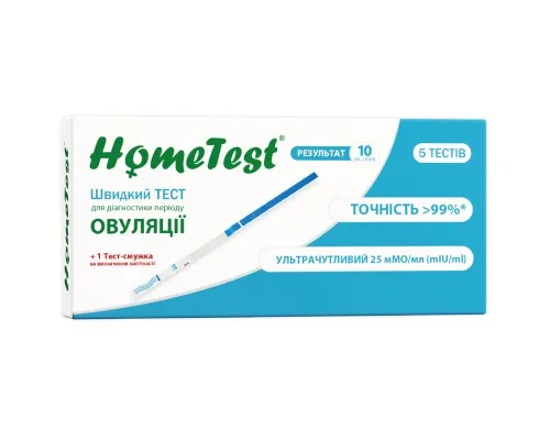 Тест на овуляцію HomeTest 5 шт. + для визначення вагітності 1 шт. (7640162329682/6941298300028)
