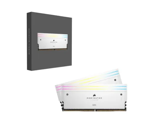 Модуль памяті для компютера DDR5 32GB (2x16GB) 6000 MHz Dominator Titanium RGB White Corsair (CMP32GX5M2B6000C30W)