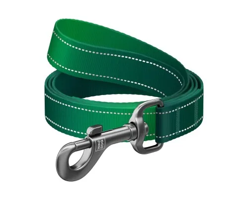 Повідок для собак WAUDOG Nylon Mono, світловідбивний M зелений (521818)