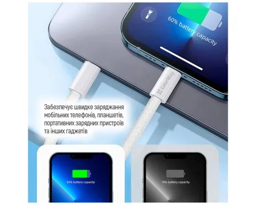 Дата кабель USB-C to USB-C 1.0m 60W 3.0А grey ColorWay (CW-CBPDCC061-GR)