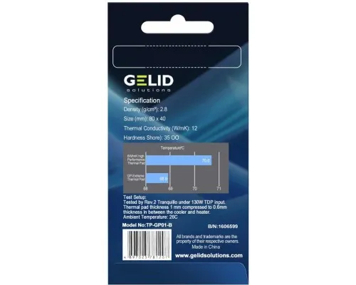 Термопрокладка Gelid Solutions GP-Extreme 80x40x0.5 mm (TP-GP01-A)